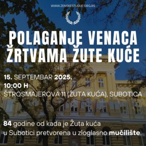 Najava polaganja venaca žrtvama Žute kuće.
