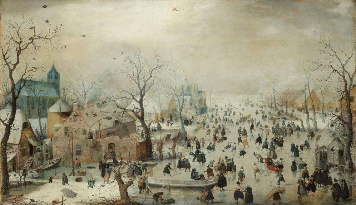 Hendrick Avercamp: Winter Landscape with Ice Skaters (1608)