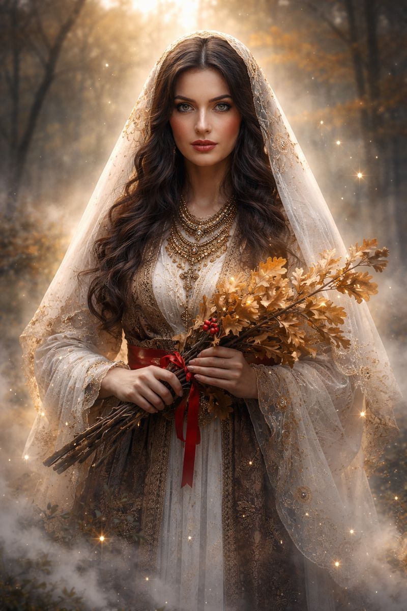 Srpkinja sa badnjakom . Generisano sa AI