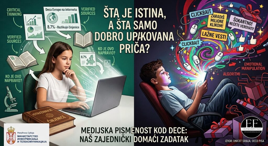 Medijska pismenost kod dece. Generisano sa AI Gemini